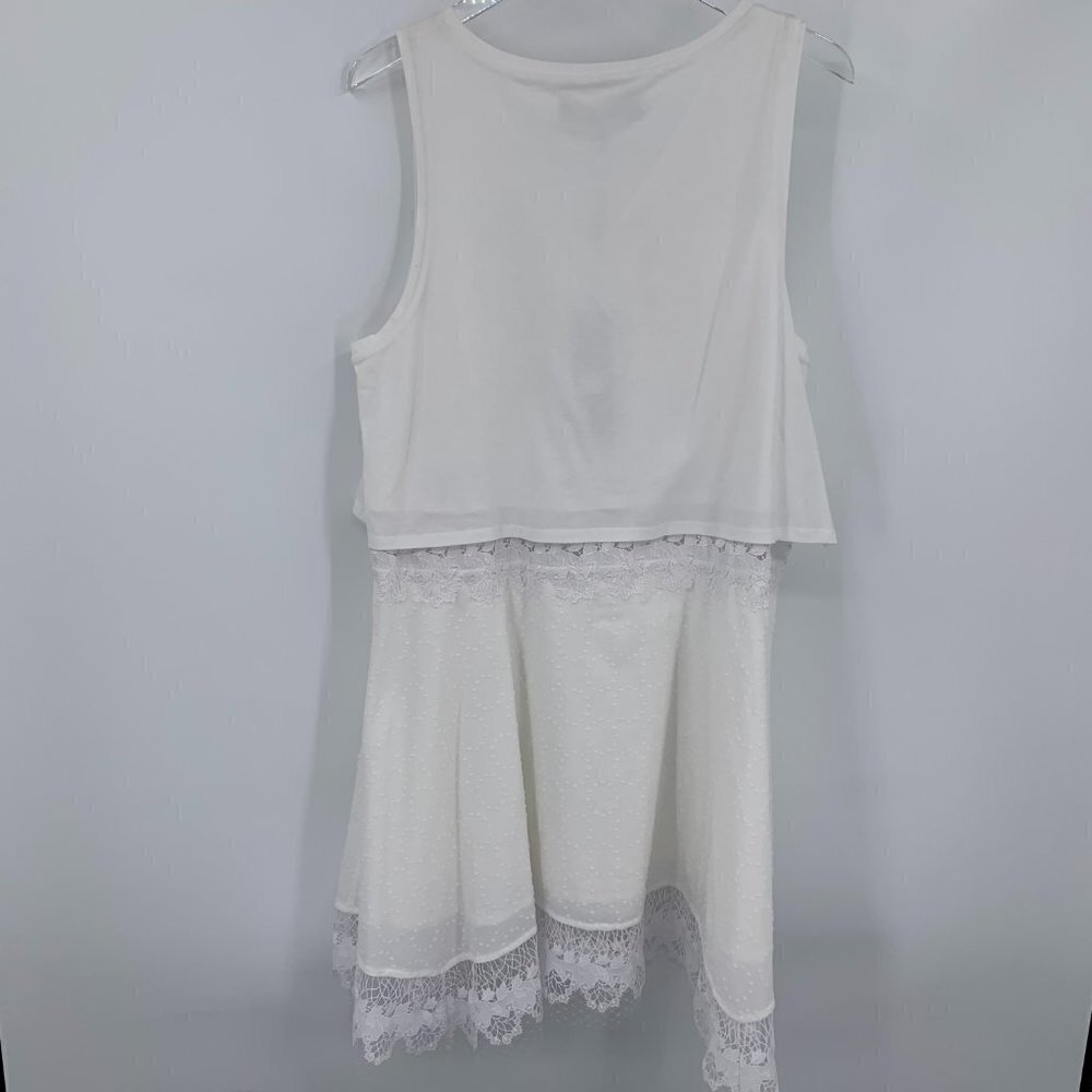 Thakoon Lace embroidered tank dress white knit mesh a-line skirt new X-Large XL - Picture 5 of 6